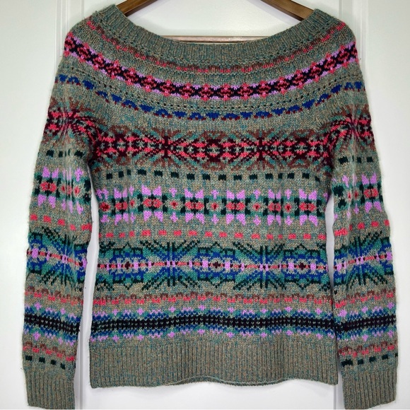 Ralph Lauren Purple Label Faire Isle boatneck sweater pullover. - Picture 6 of 6